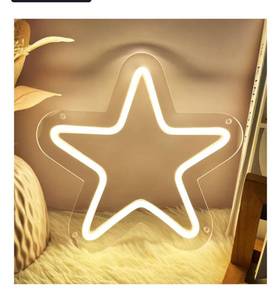 lot 9261 image: Star Neon Sign, 9.84x9.84 Inch Warm White Led Neon Light