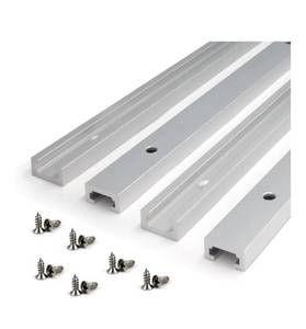 lot 9264 image: 400mm T-Track Aluminum Alloy T-Slot Track Slider with Self-taping Screws for Woodworking and Clamps, 4pcspack (Size400mm)