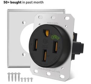 lot 9269 image: NEMA 14-50 Outlet 50 Amp EV Charging Receptacle with Wall Plate,NEMA 14-50R EV Power Outlet,125250 Volt,50 Amp EV Outlet for Electric Vehicle Charging,RV and Large Appliance,3-Pole 4-Wire,ETL Listed