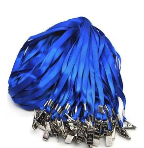 lot 9293 image: Beebel Blue Lanyards 100 Pack Nylon Flat Badge Lanyard Bulldog Clip for Id Badge Name Tag