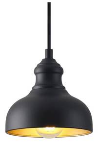 lot 9295 image: 7in Dome Outdoor Pendant Barn Light Black and Brass Kitchen Island Hanging Light