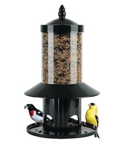 lot 9306 image: Squirrel Proof Bird Feeder - 360° Feeding Perch Tray for Outdoor Hanging Wild Bird Seeds, Dark Green.