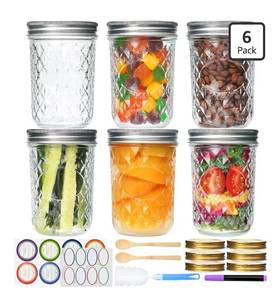 lot 9311 image: Mason Jars 16 oz, Canning Jars with Metal Airtight Lids and Bands, Wide Mouth Mason Jars