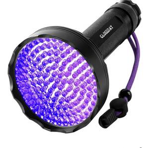 lot 9318 image: GLOSSDAY Blacklight Flashlight,128 LED UV Flashlights, Upgraded Bright Ultraviolet Flashlight
