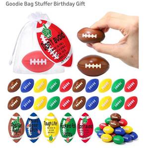 lot 9324 image: Skylety 20 Set Mini Football Stress Ball 5 Styles Football Party Favor Bulk 2.13 Inch Foam Stress Ball