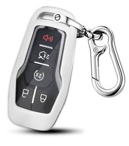lot 9326 image: QBUC for Ford Key fob Cover,ABS Plastic Car Key Case Protector with Keychain Compatible with with Ford Fusion F-150 Edge Explorer Mustang Lincoln MKZ MKC 45 Buttons Smart Key(White)