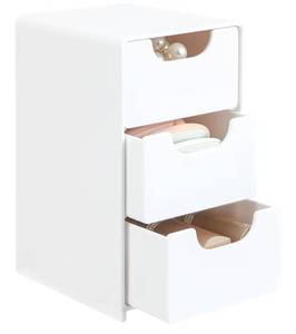 lot 9331 image: Mini White Plastic 3-Drawer Organizer