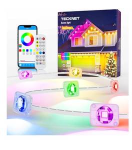 lot 9344 image: TECKNET 100FT Permanent Outdoor Lights, Smart RGBIC LED Christmas Lights, PresetDIY Modes, Dual Music Sync, IP67 Waterproof Outdoor Lighting for Holiday & Party Decorations