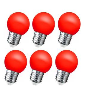 lot 9354 image: LED Red Light Bulb 15W Equivalent, 1W LED Colored Night Lights, G45 Christmas Globe Light Bulbs