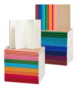 lot 9359 image: 60 Pack Mini Pocket Lined Notebook Bulk, 3.5x5.5 Kraft Cover with Rainbow Spines