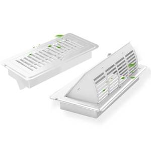 lot 9365 image: 6-Position Tilt Vent Deflector &amp Floor Vent Cover, 2 Pack, 4x10 Floor Register, Tool Free Install, Adjustable Vent Covers for Home Floor, Office &amp Ceiling (White)