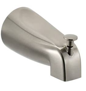 lot 9366 image: Slip Fit Tub Spout with Pull-Up Diverter for 12 inch Copper Tube, Brushed Nickel