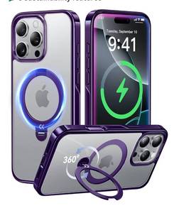 lot 9367 image: CASEKOO Titanium for iPhone 16 Pro Case with 360° Spin Magnetic Stand