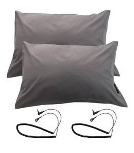 lot 9372 image: 2PCS Grounding Pillowcases with Grounding Cord, Cotton and Sliver Fiber for Better Sleep, Pain Relief, Inflammation (Gray, 20x30in, 2pack)