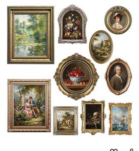 lot 9395 image: Xuhal 10 Pcs Gold Vintage Picture Frames for Wall, Flat Printed Patterns