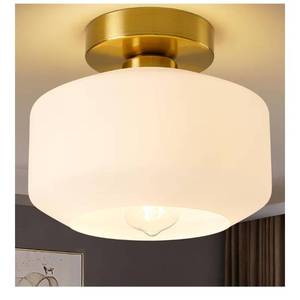 lot 9427 image: Lynnoland Industrial Semi Flush Mount Ceiling Light Brushed Gold,