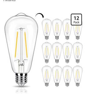lot 9431 image: 12 Pack Dimmable 350LM LED Edison Bulbs 40 Watts Equivalent
