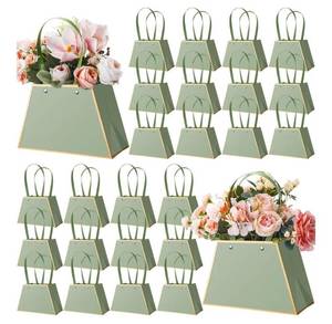 lot 9441 image: Noveread 24 Pcs Mothers Day Floral Gift Bags Bulk Portable Flower Bouquet Wrapping Paper Bag