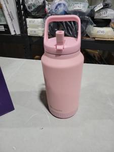 lot 9448 image: 64 oz Insulated Water Bottle, Half Gallon Stainless Steel Vacuum Tumbler with Flip Straw Lid and Top Handle