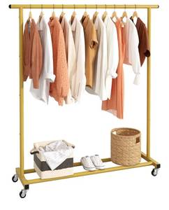 lot 9453 image: Buzowruil Metal Rolling Clothing Rack Adjustable Freestanding Garment Organizer with Wheels