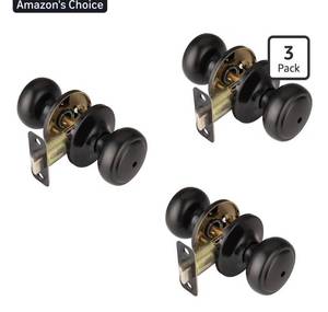 lot 9471 image: 3 Pack Matte Black Door Knobs,Interior Door Knob