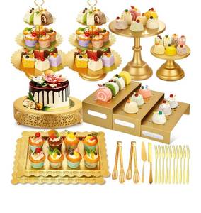 lot 9478 image: Audab Metal Gold Dessert Table Display Set