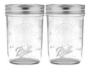 lot 9480 image: Ball Regular Mouth Mason Jars with Lids & Bands, Half Pint, 8-oz (2-Pack)