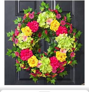 lot 9484 image: MARTINE MALL Spring Wreaths for Front Door 24 Inch Large Spring Summer Door Wreath