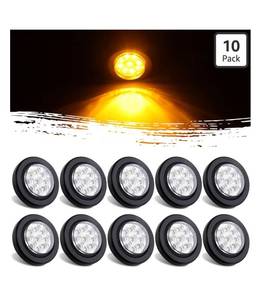 lot 9496 image: 10Pcs 2 Inch Round Led Marker Lights 9 Amber LED Reflectors Clear Lens,