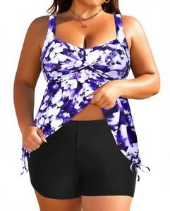 lot 9536 image: Aqua Eve Women Plus Size Tankini Swimsuit Two Piece Flowy Swimdress Bathing Suits with Shorts Tie-Dye 24W