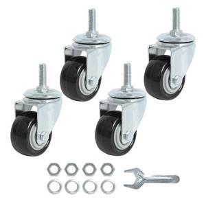 lot 6972 image: Finnhomy Stem Caster Wheels 2 Inch Heavy Duty Threaded Swivel Casters 516 -18 x 1 Set of 4 Premium Polyurethane Wheels PU Anti-wear Smooth Casters, Black - Retail $19