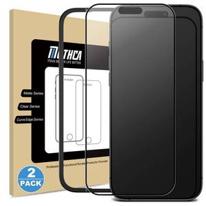 lot 6997 image: Mothca 2 Pack Matte Glass Full Coverage Screen Protector for iPhone 17  iPhone 16 Pro 6.3-inch, Anti-Glare Anti-Fingerprint Black Edge Tempered Glass Film with Easy Installation Tool, Smooth as Silk - Retail $12