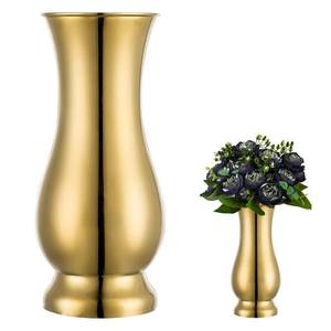 lot 7014 image: Metal Vase Centerpiece Decoration, Stainless Steel Tabletop Flower Gold Vases- Ideal for Office, Home Wedding Birthday Anniversary Ceremony Event Decor(Golden-1PCS) - Retail $18