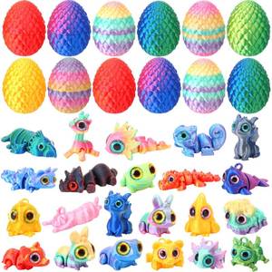 lot 7030 image: Capoda Pack Easter Eggs With 3D Printed Animals Eggs Toys Colorful Plastic Filled with Flexible Mini Animals Easter Egg Fillers for Basket Stuffers Egg Hunt Supplies Spring Party Adult - Retail $38