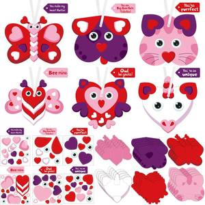 lot 7077 image: Tatuo 30 Set Valentines Day DIY Craft Kit Hanging Ornament Classroom Decorations Valentines Cutouts Stickers Crafts for Game Activity Home Party Supplies - Retail $10