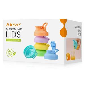 lot 7101 image: Aieve 6 Pack Mason Jar Lids, Regular Mouth Pour Spout Lid with Flip Top, Canning Lids for Ball Mason Jars to Drinking & Storing Milk Coffee Lemonade Salad Dressing, Reusable, Leak-Proof - Retail $14