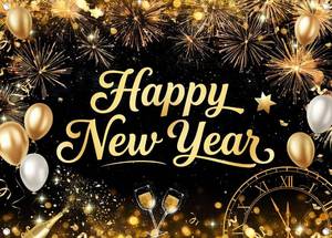 lot 7108 image: LYWYGG 70.8x47.2inch Fabric Happy New Year Backdrop Cheers to The New Year Eve Party Photography Backdrop cp-722 - Retail $14
