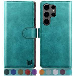 lot 7112 image: SUANPOT Compatible with Samsung Galaxy S25 Ultra Wallet case with RFID Blocking Credit Card Holder,Flip Book PU Leather Protective Cover Women Men for Samsung S25 Ultra Phone case Blue Green - Retail $20