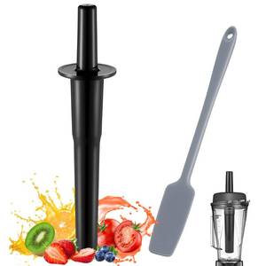 lot 7127 image: Dunkive Replacement Blender Tamper Tool Compatible with Classic Standard 64oz Containers, Durable Plunger Tamper & Silicone Blender Spatula with Ergonomic Design - Retail $12