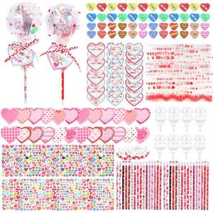 lot 7128 image: YAEYIA 24Pack Valentines Day Gift Set, Giant Lollipop Shaped Stationery Set with Pencils Stickers Erasers Notebooks Heart Cards Sharpeners for Classroom Exchange Gifts School Party Supplies - Retail $30