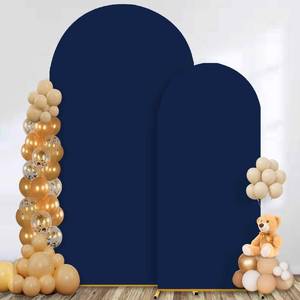 lot 7148 image: Navy Blue Arch Backdrop Cover Set of 2 Spandex Fitted Arch Covers,Chiara Baby Bridal Shower Party Birthday Banquet (Navy Blue, 7.2ft6ft) - Retail $28