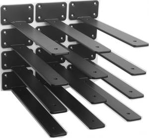 lot 7150 image: 12 Pack - 10 inch Black Hidden L Shelf Bracket (15 Inch Thicked) Iron Floating Shelf Brackets Rustic Industrial Metal Brackets for Shelf Support - Retail $41
