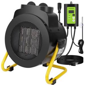 lot 7151 image: 1500W Greenhouse Heater with Thermostat, 3 Modes Outdoor Heater with Overheat Protection, 3s Fast Heating, Portable Outdoor Electric Heaters for Green House, Garage, Grow Tent, Patio, Orange