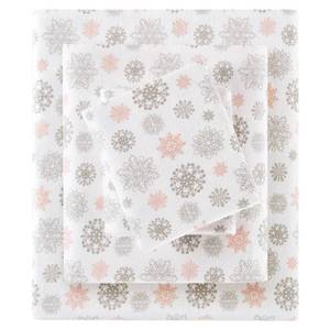 lot 7155 image: True North by Sleep Philosophy Cozy Flannel Warm 100% Cotton Sheet - Novelty Print Animals Stars Cute Ultra Soft Cold Weather Bedding Set, Queen, PinkGrey Snowflakes 4 Piece - Retail $37