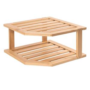 lot 7158 image: VERTORGAN Bamboo Corner Shelf,2 Tier Plate Organizer for Cabinet and Countertop,Pantry Dish and Spice Rack for Kitchen