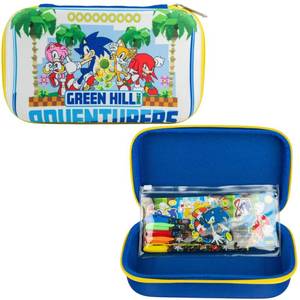 lot 7160 image: Innovative Designs Sonic the Hedgehog Pencil Case Set with Stickers and Gel Pens for Kids, Molded with Zip Closure, Blue - Retail $16