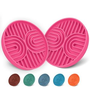lot 7177 image: Fur-Brained Slow Feeder Dog Bowls, Dishwasher Safe, Non-Slip Base, BPA-Free Slow Eating Dog Bowl (Blush, 2-Pack)