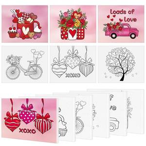 lot 7178 image: COCHIE 6 Pack 8x10 Inches Valentines Day Theme Pre Drawn Canvas to Paint, Pre-Printed Canvas for Ladies Sip and Paint Party Favor, Pre Sketched Canvases for Painting for Adults - Retail $30