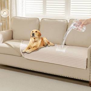lot 7183 image: HAOMAIJIA Waterproof Couch Cover for Dogs Washable,Faux Fur Pet Couch Covers for Sofa,Soft Dog Bed Cover Non-Slip Couch Covers for 3 Cushion Couch Sofa Pet Friendly (Off White, 35 x 74) - Retail $30