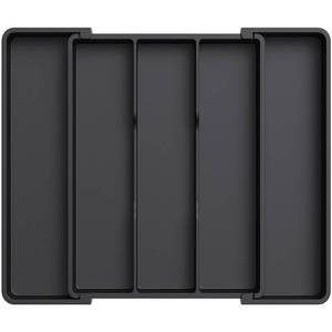 lot 7187 image: Lifewit Utensil Organizer for Kitchen Drawers, Expandable Cooking Utensil Tray, Adjustable Cutlery Silverware Flatware Holder, Plastic Spatula Tools Storage Divider, 11-18 x 14, Black - Retail $17